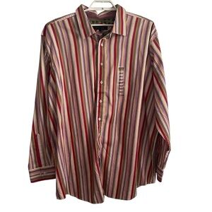 NWT Synrgy Men's Long Sleeve Button Front Shirt Size 3XLT striped